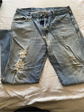 Wrangler Light Blue Ripped Straight Jeans